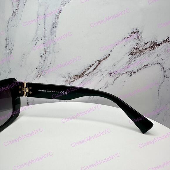 New MIU MIU Sunglasses Black Square Acetate Gold Metal Logo Italy Authentic main image 7